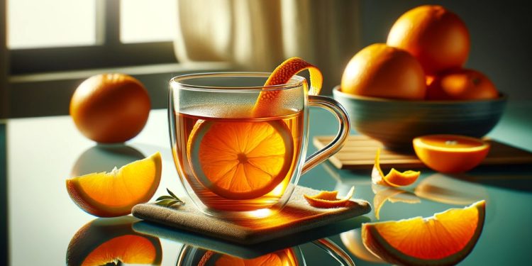 Chá da casca da laranja (imagem gerada por IA)