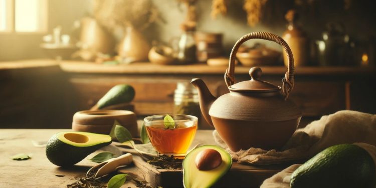 Chá de folha de abacate (imagem gerada por IA)