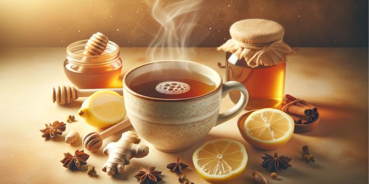 Chá para dor de garganta (imagem gerada por IA)